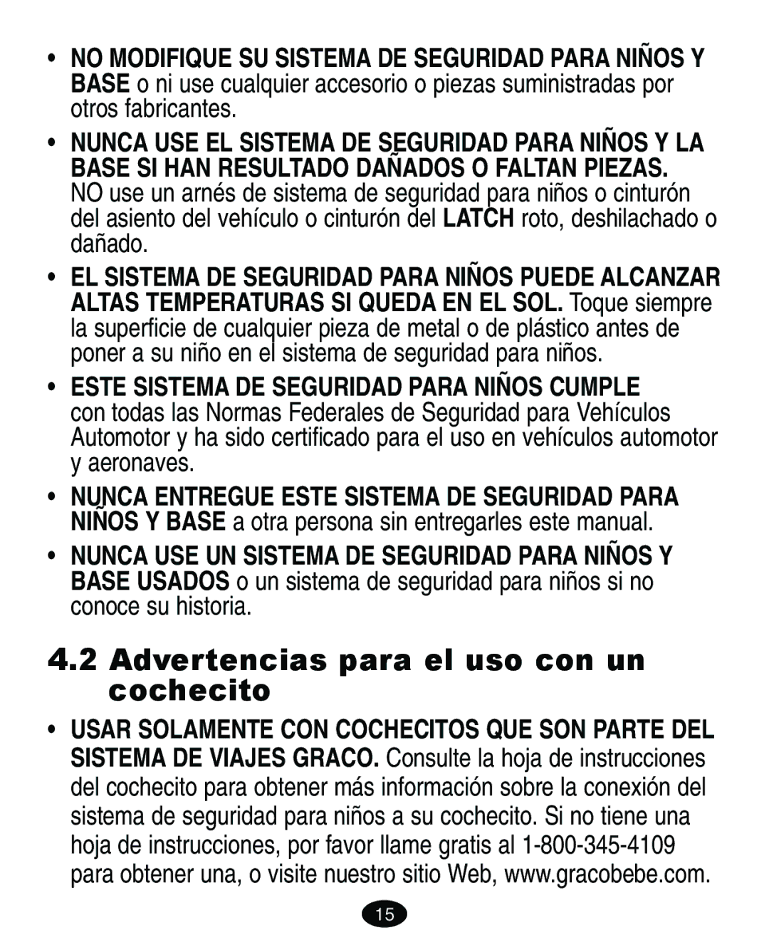 Graco ISPA089AD manual Advertencias para el uso con un cochecito 