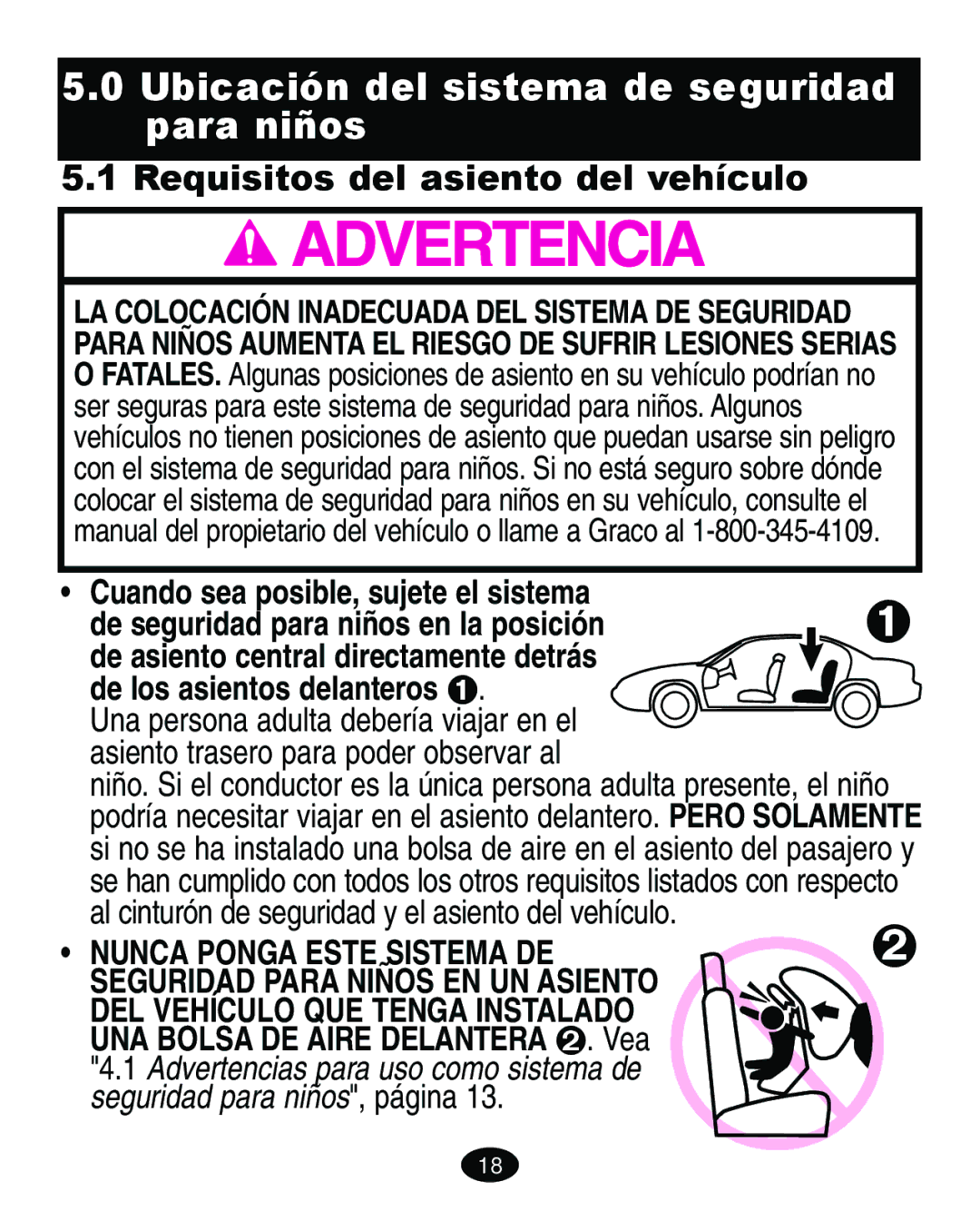 Graco ISPA089AD manual Ubicación del sistema de seguridad para niños, Cuando sea posible, sujete el sistema 