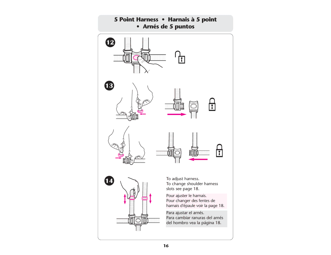 Graco ISPA089AE manual Point Harness Harnais à 5 point Arnés de 5 puntos 