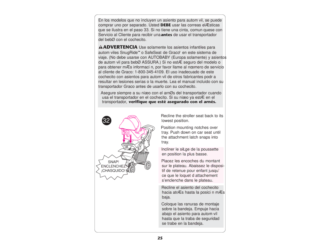Graco ISPA089AE manual Snap Enclenchez ¡CHASQUIDO 