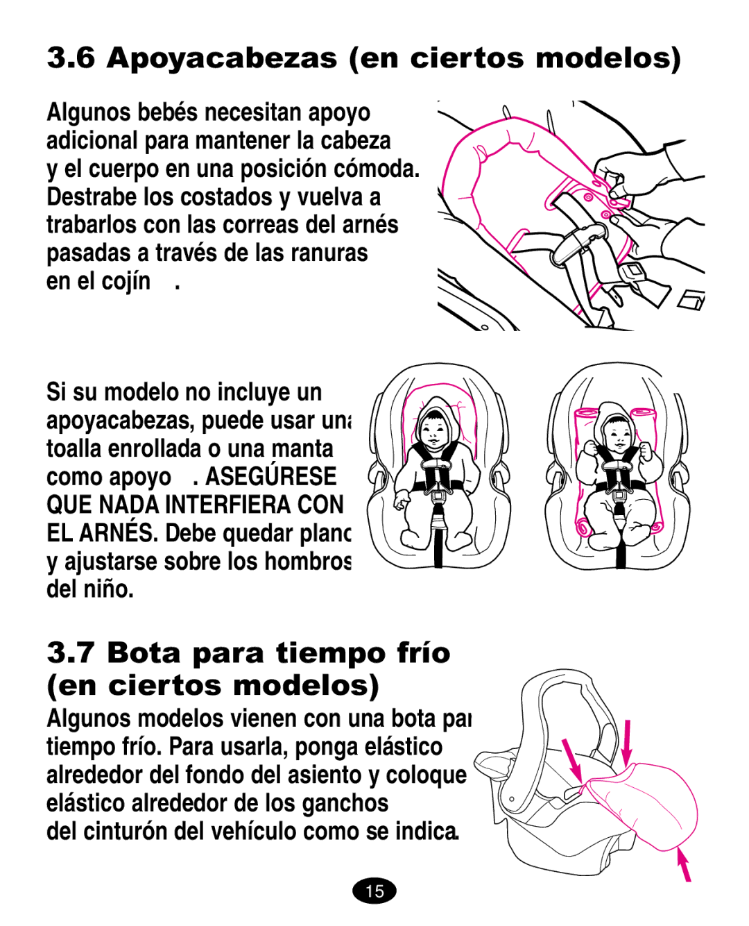 Graco ISPA108AA manual Apoyacabezas en ciertos modelos, Bota para tiempo frío En ciertos modelos 