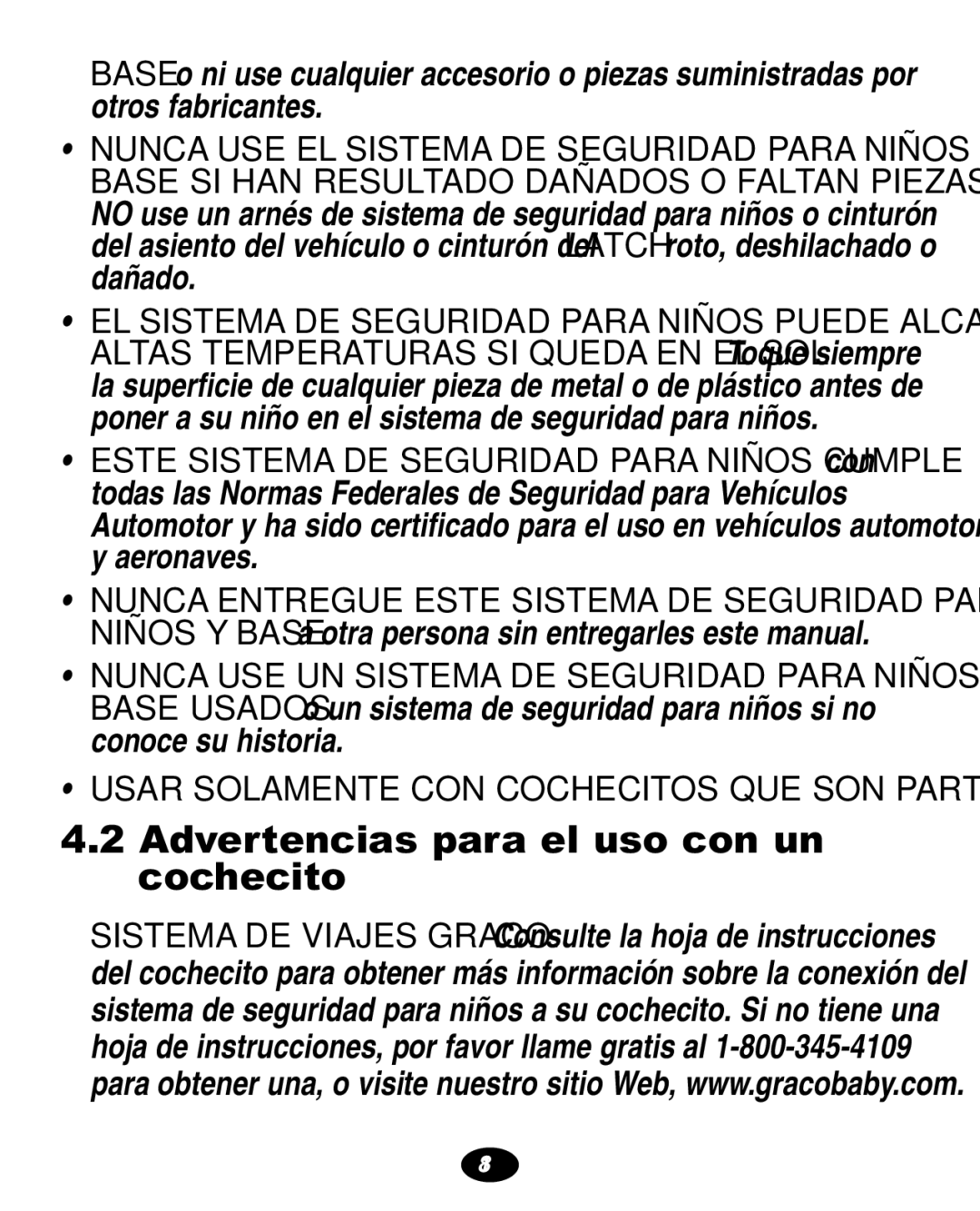 Graco ISPA108AA manual Advertencias para el uso con un cochecito 