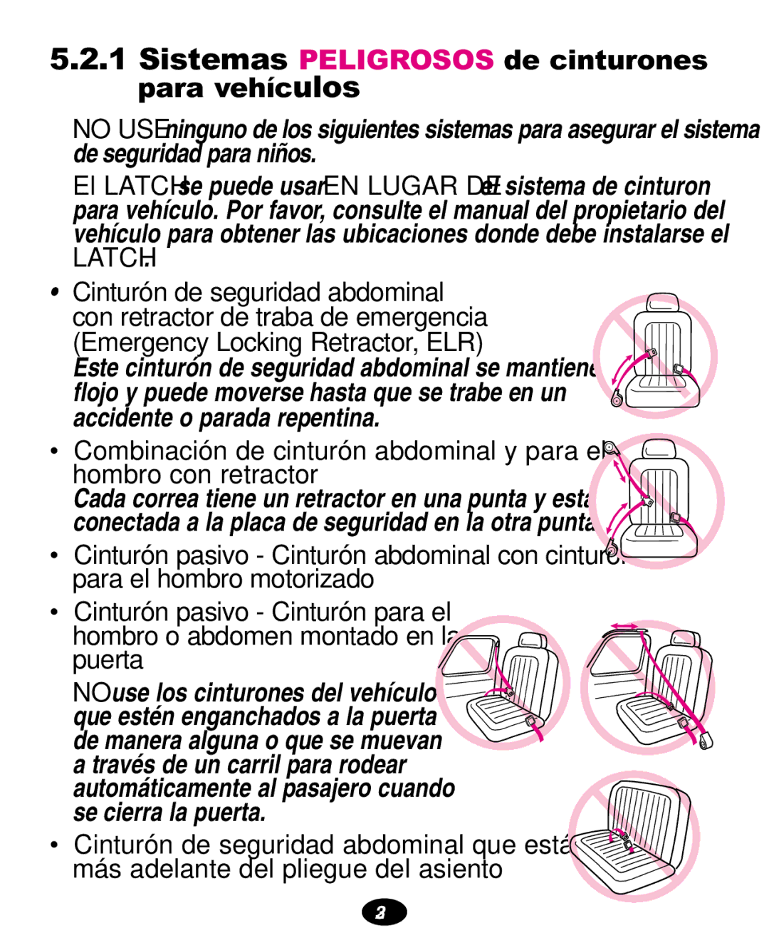 Graco ISPA108AA manual Latch, Cinturón de seguridad abdominal 