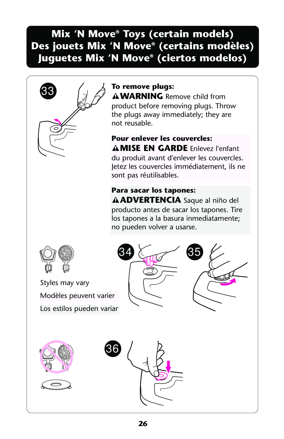 Graco ISPA108AA manual To remove plugs 