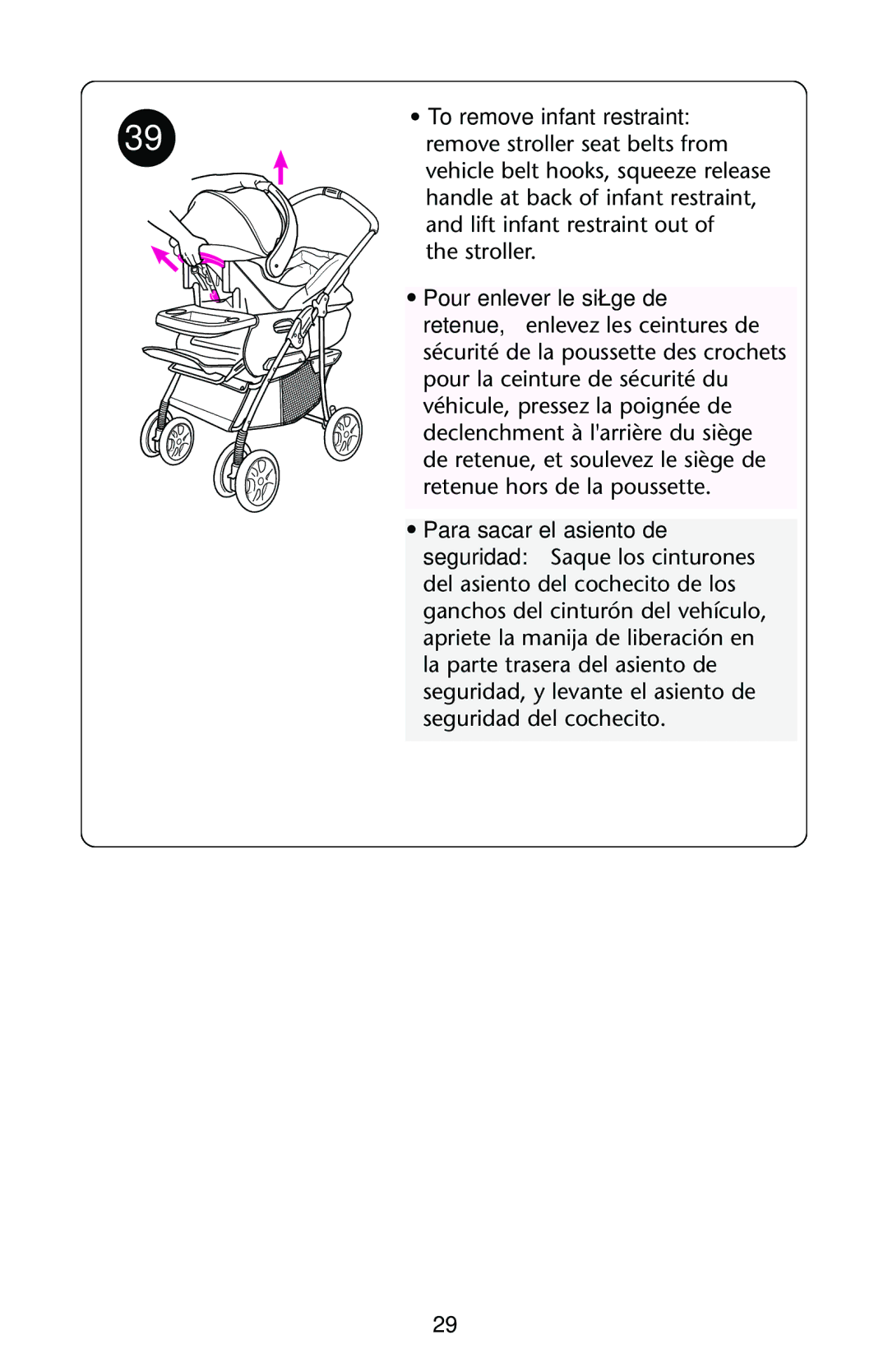 Graco ISPA108AA manual To remove infant restraint 