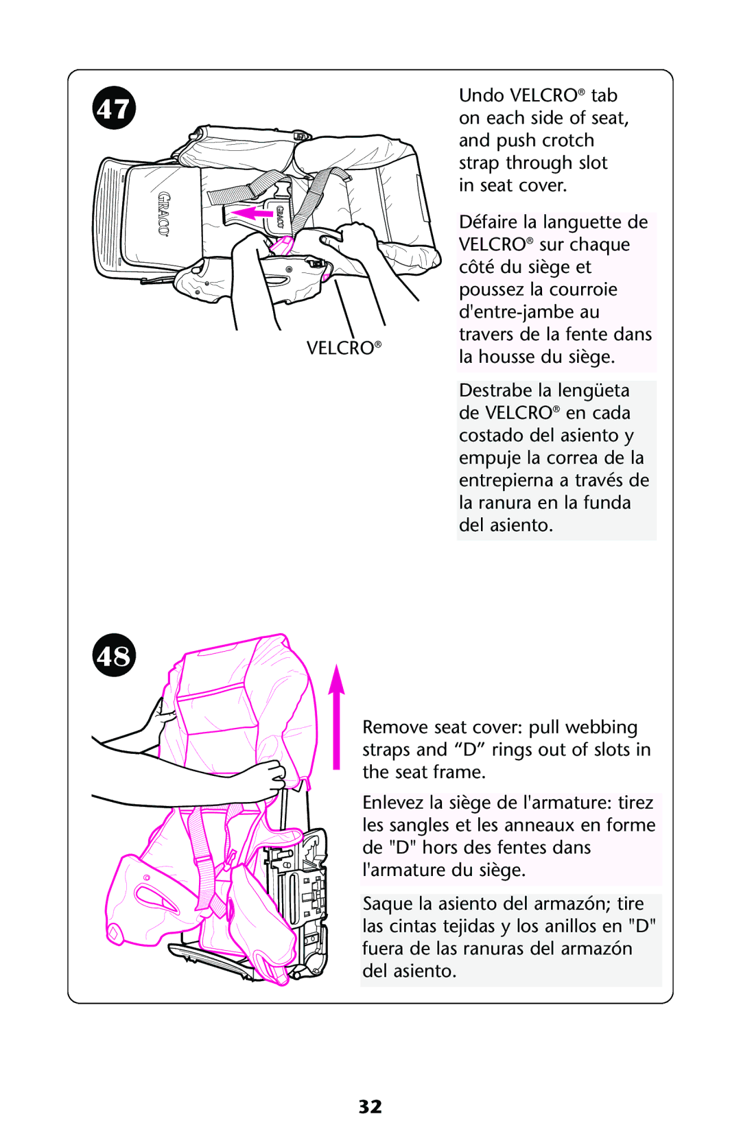 Graco ISPA108AA manual Velcro 