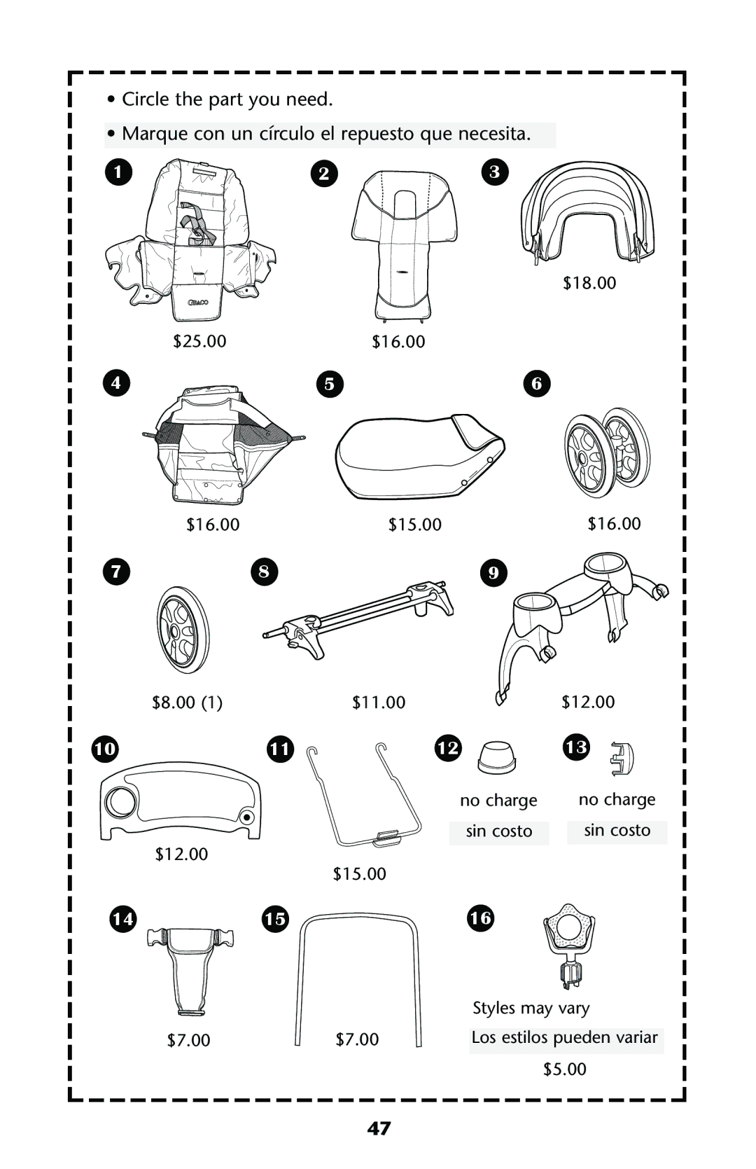 Graco ISPA108AA manual $18.00 $25.00$16.00 $15.00 $8.00 $11.00 $12.00 