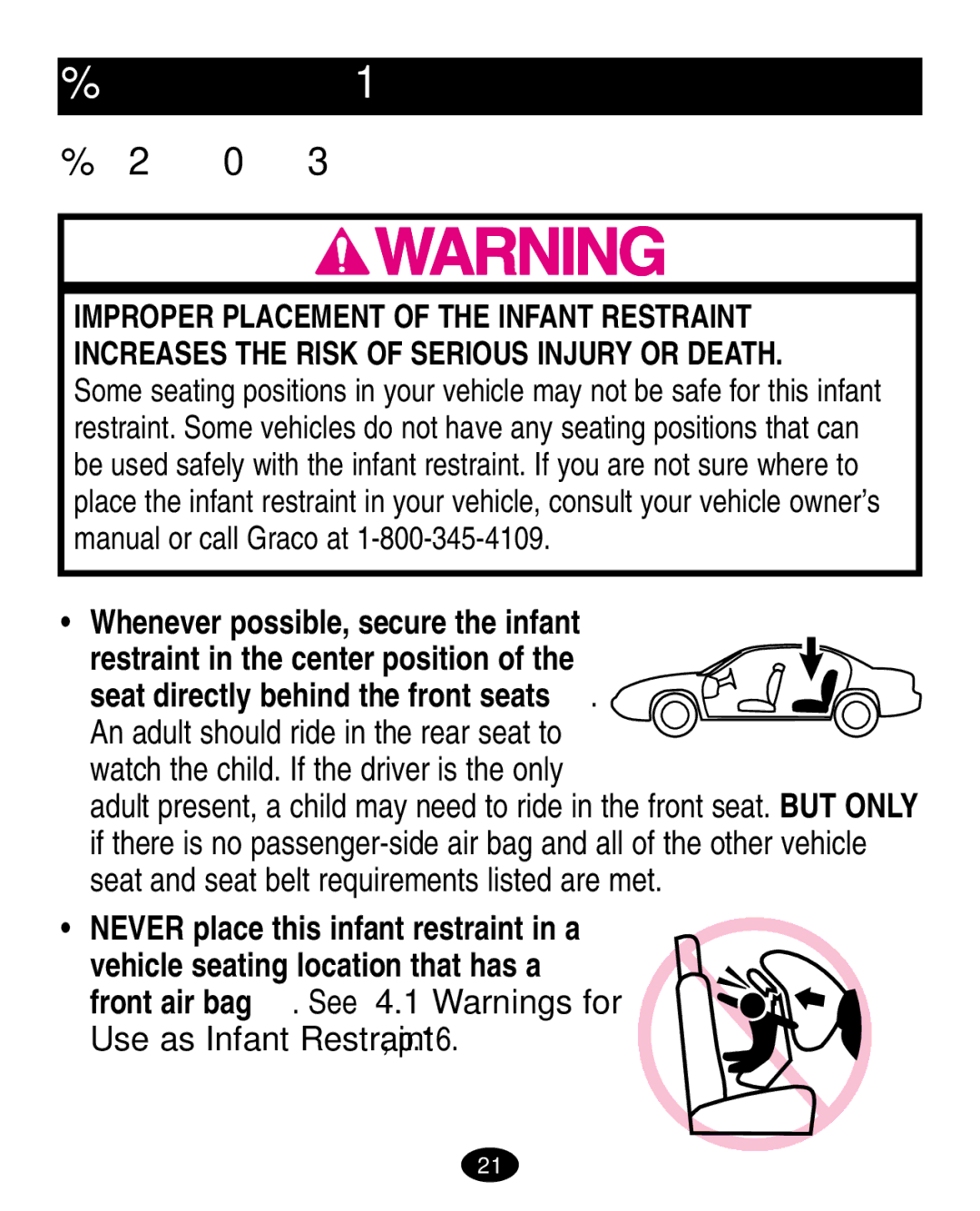 Graco ISPA108AA manual Infant Restraint Location, Vehicle Seat Requirements 