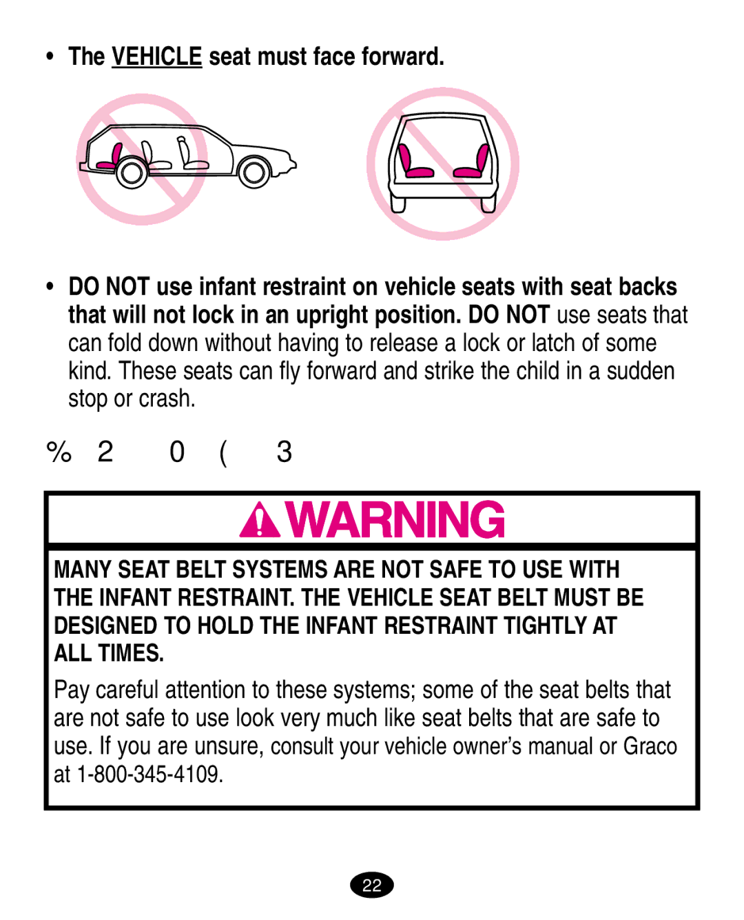 Graco ISPA108AA manual Vehicle Seat Belt Requirements, Vehicle seat must face forward 