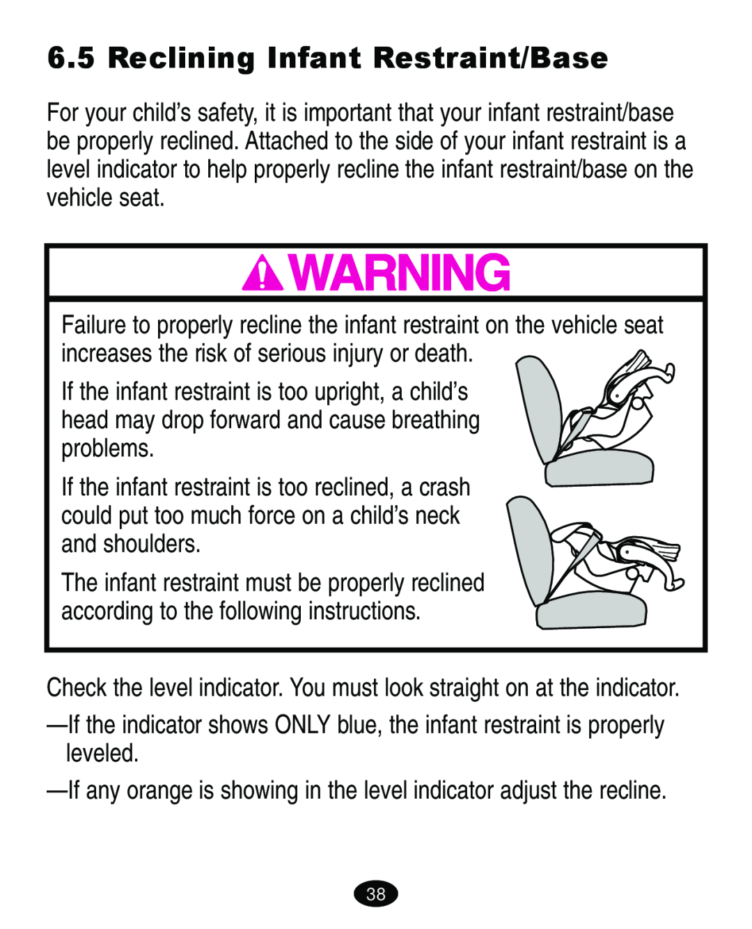 Graco ISPA108AB manual Reclining Infant Restraint/Base 
