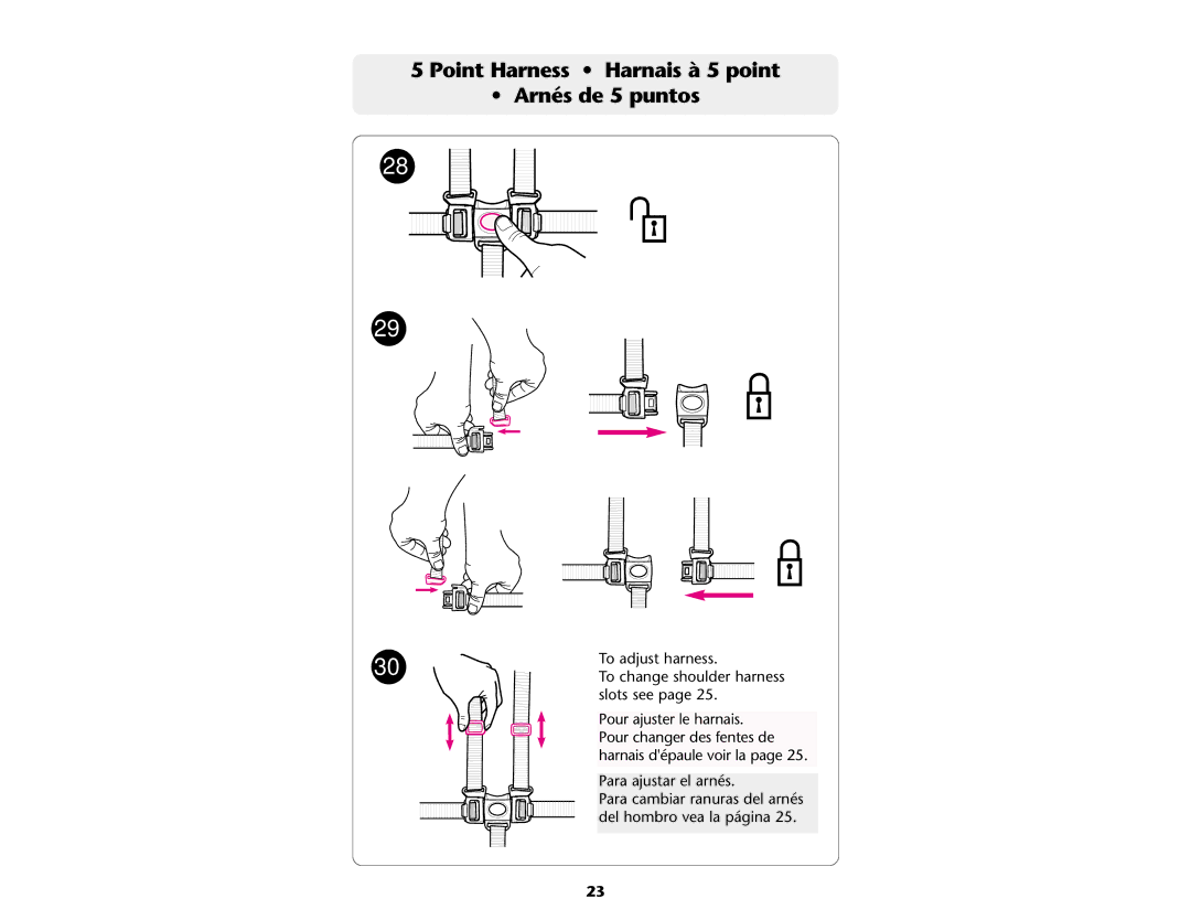 Graco ISPA109AB manual Point Harness Harnais à 5 point Arnés de 5 puntos 