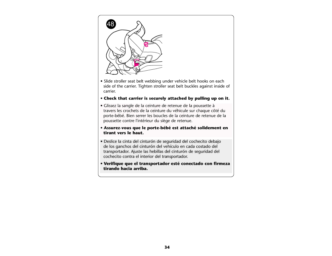 Graco ISPA109AB manual Check that carrier is securely attached by pulling up on it 