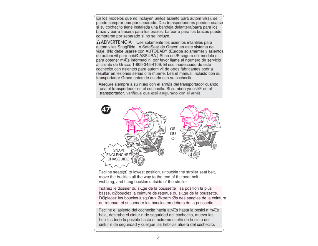 Graco ISPA109AC manual Snap Enclenchez ¡CHASQUIDO 