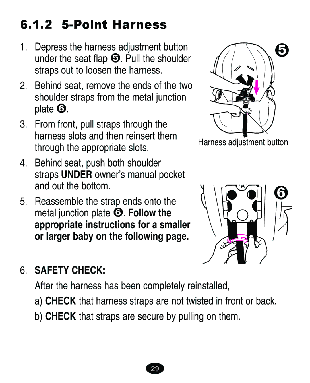 Graco ISPA109AC manual 2 5-Point Harness, Through the appropriate slots, After the harness has been completely reinstalled 