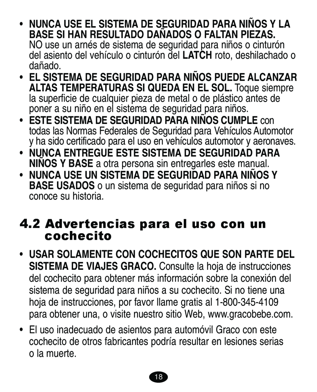 Graco ISPA109AC manual Advertencias para el uso con un cochecito 