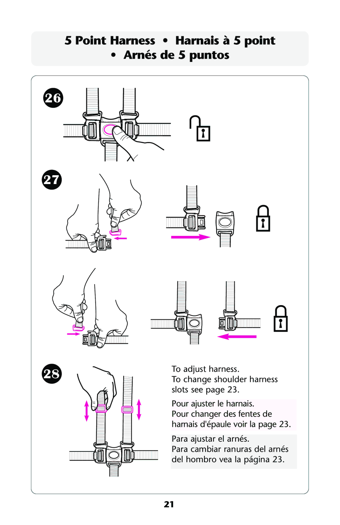 Graco ISPA112AA owner manual Point Harness Harnais à 5 point Arnés de 5 puntos 