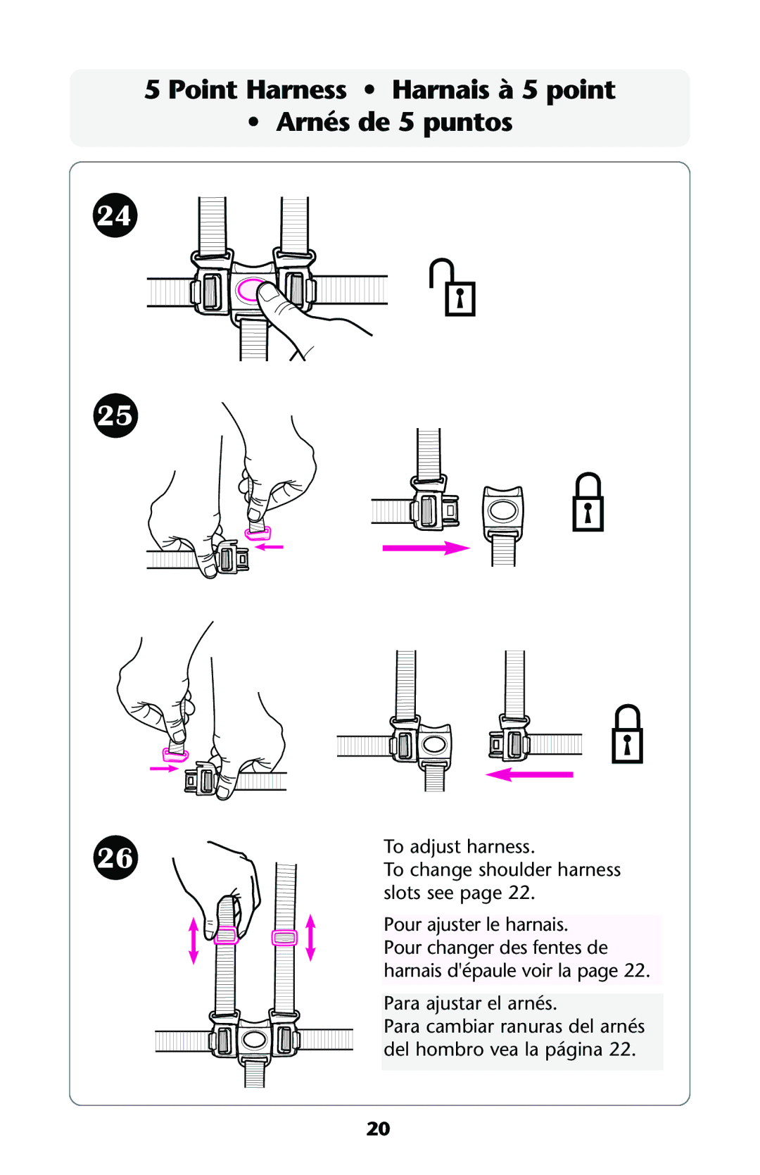 Graco ISPA113AA manual Point Harness Harnais à 5 point Arnés de 5 puntos 