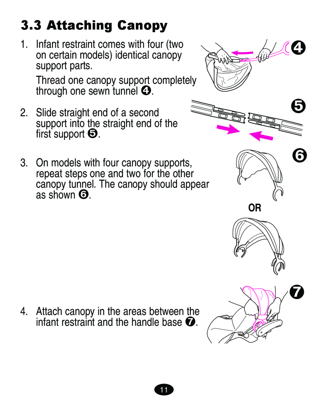 Graco ISPA113AA manual Attaching Canopy 