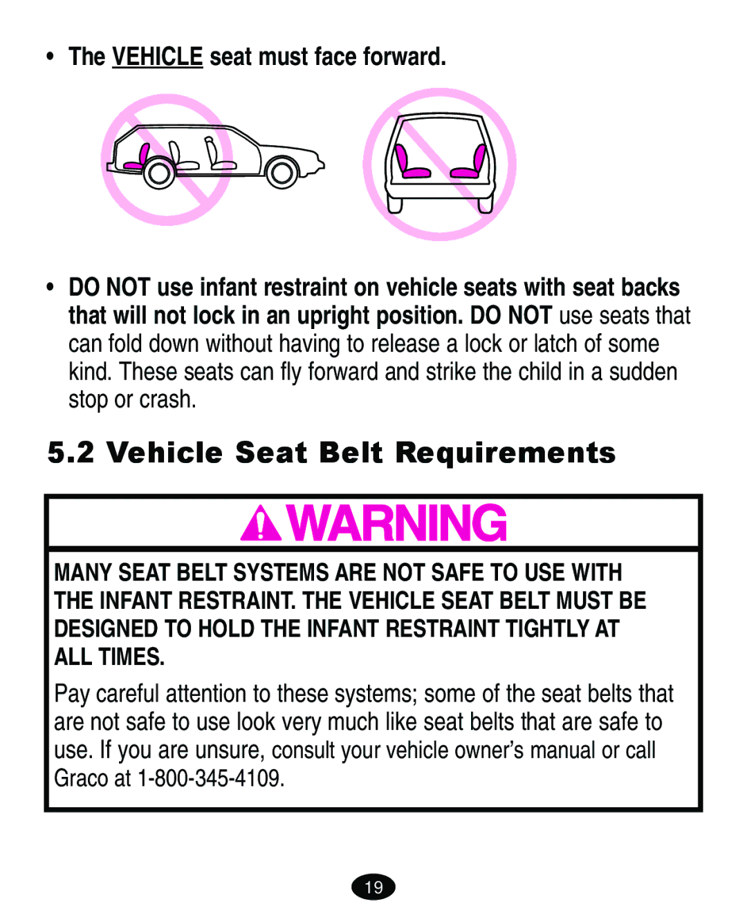 Graco ISPA113AA manual Vehicle Seat Belt Requirements, Vehicle seat must face forward 