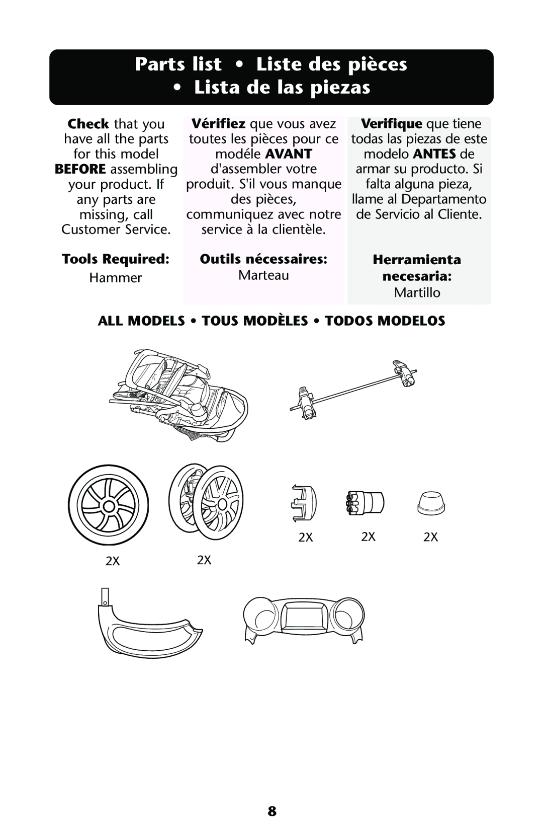 Graco ISPA113AA manual Parts list Liste des pièces Lista de las piezas, Verifique que tiene 