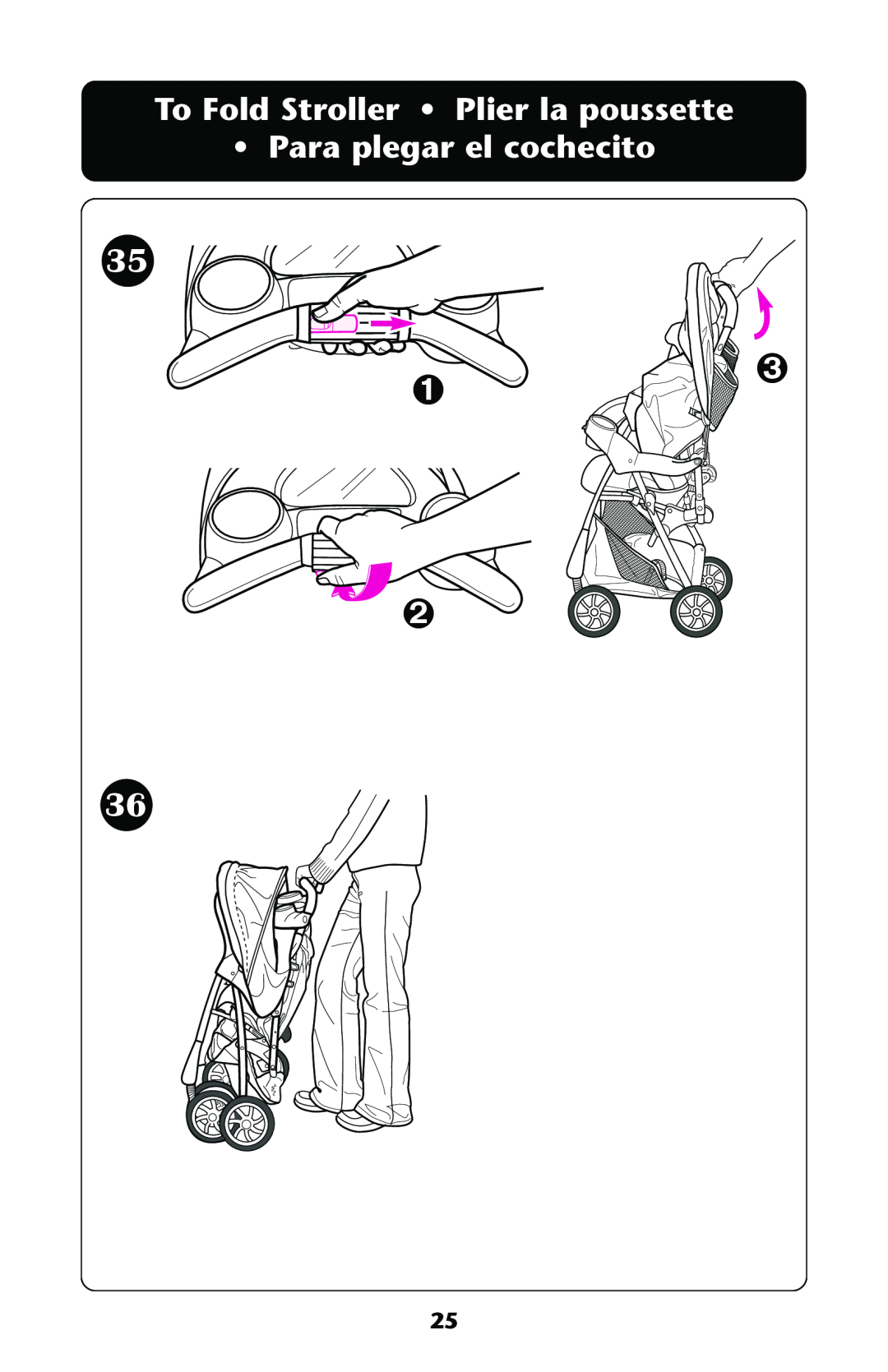 Graco ISPA113AA manual ™ › š, To Fold Stroller Plier la poussette Para plegar el cochecito 