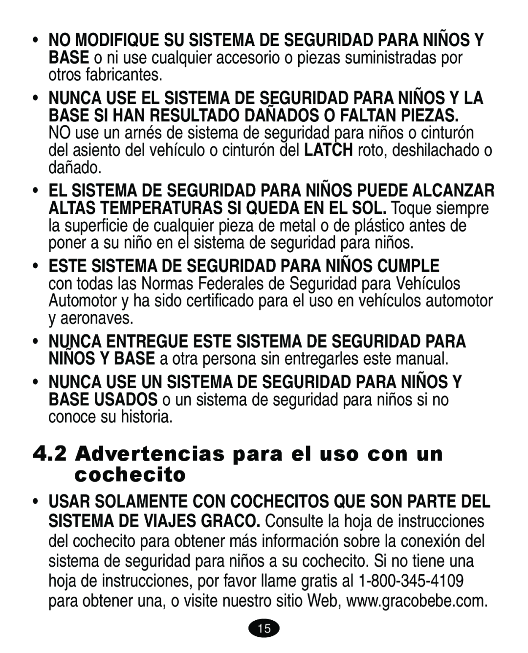 Graco ISPA113AA manual Advertencias para el uso con un cochecito 