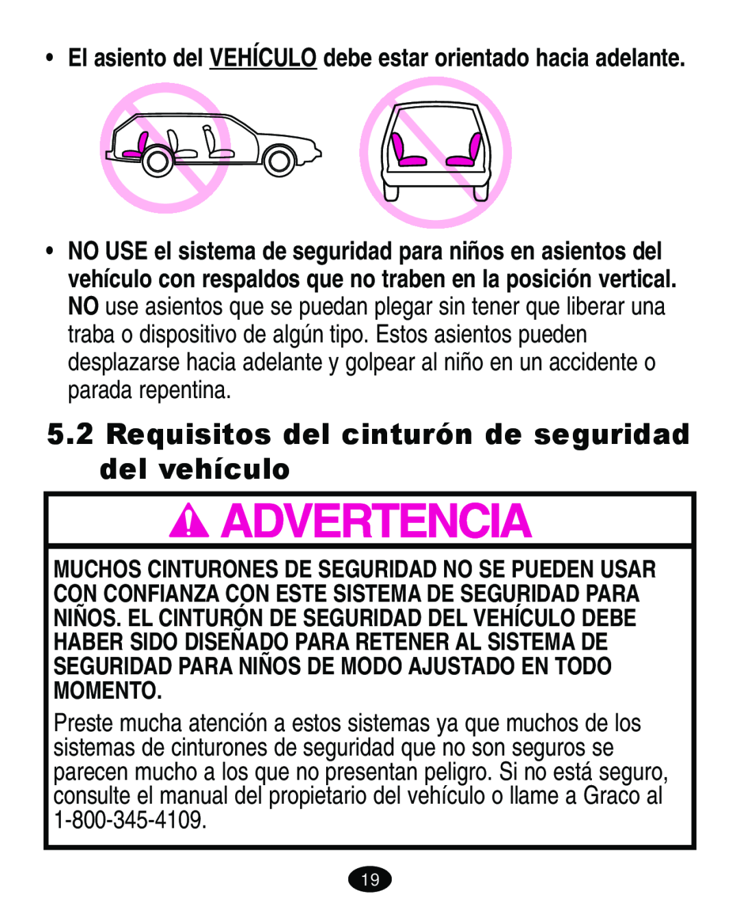 Graco ISPA113AA manual Requisitos del cinturón de seguridad del vehículo 