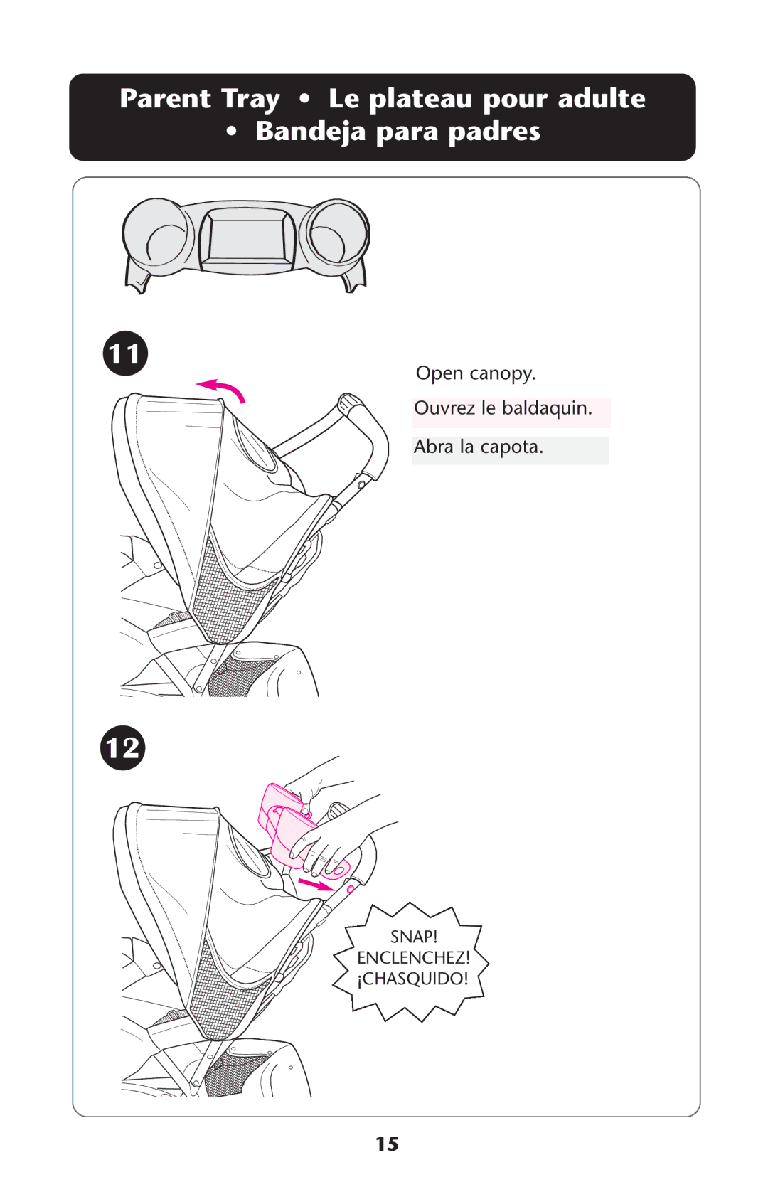 Graco ISPA113AB manual Parent Tray Le plateau pour adulte Bandeja para padres 