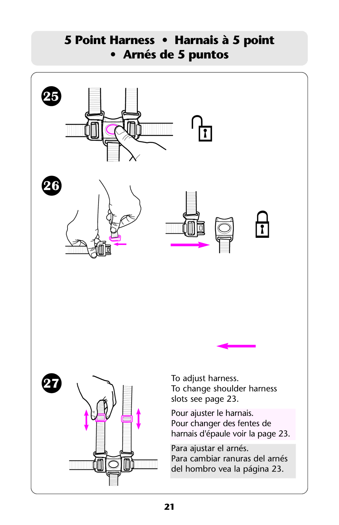 Graco ISPA113AB manual Point Harness Harnais à 5 point Arnés de 5 puntos 