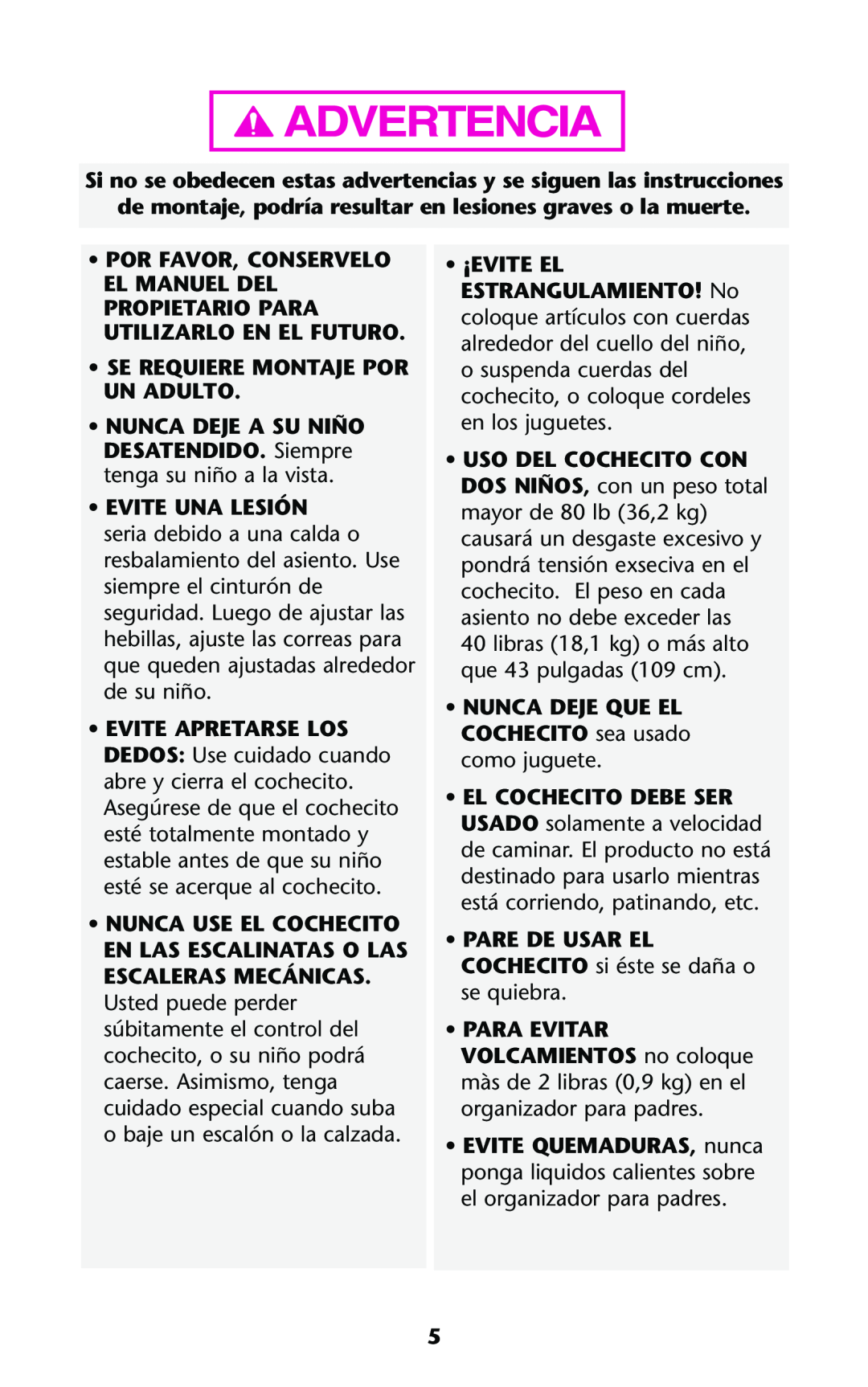 Graco ISPA114AB manual Si no se obedecen estas advertencias y se siguen las instrucciones 