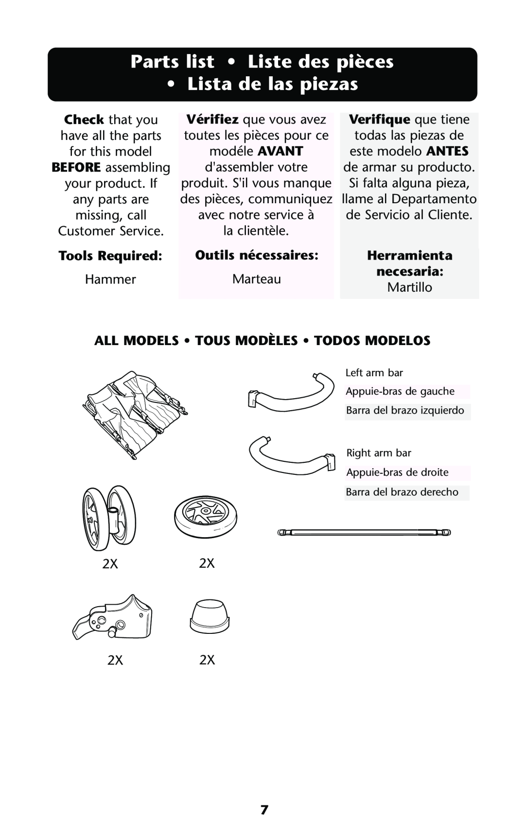 Graco ISPA114AB Parts list Liste des pièces, Lista de las piezas, Verifique que tiene, Tools Required, Outils nécessaires 