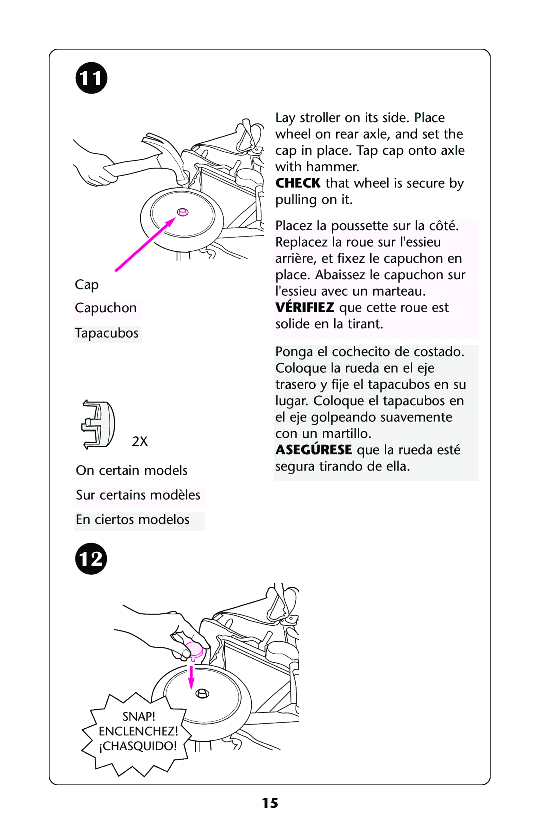 Graco ISPA118AA owner manual Snap Enclenchez ¡CHASQUIDO 