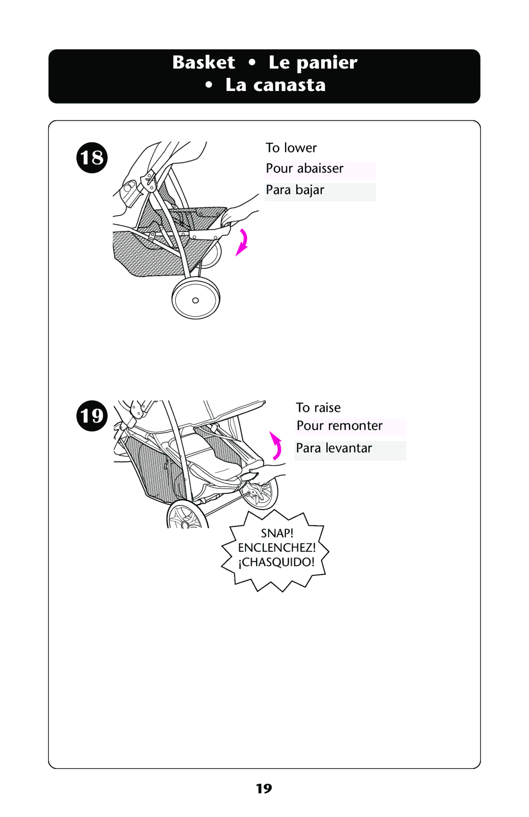 Graco ISPA118AA owner manual Basket Le panier La canasta 