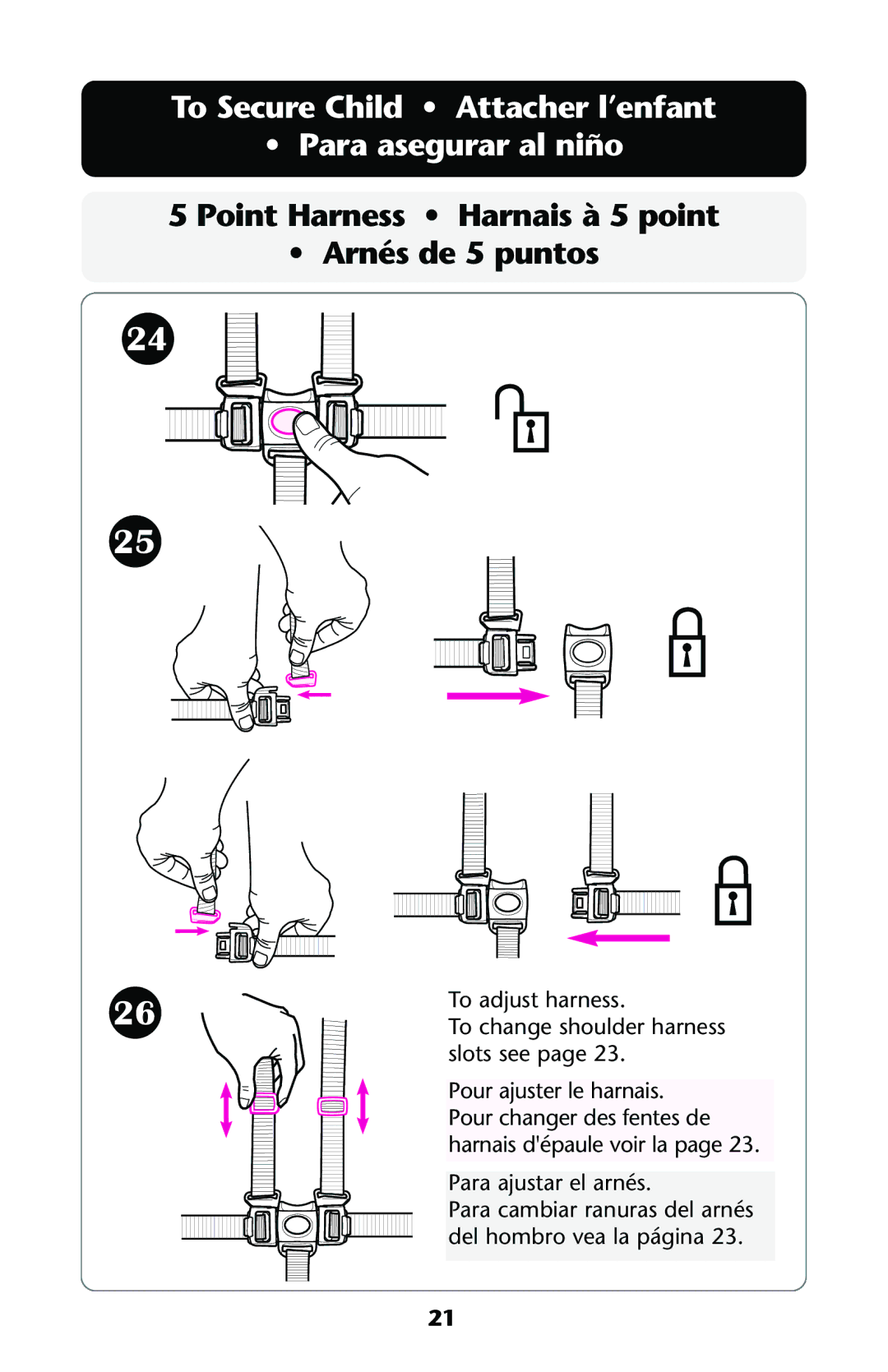 Graco ISPA118AA To Secure Child Attacher l’enfant Para asegurar al niño, Point Harness Harnais à 5 point Arnés de 5 puntos 