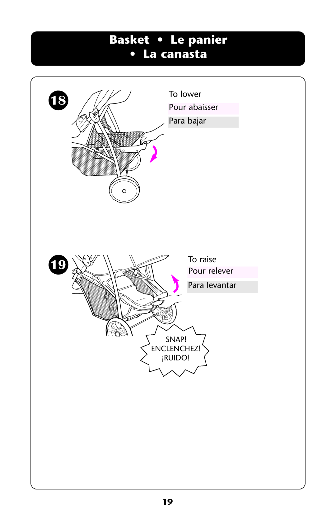 Graco ISPA118AC manual Basket Le panier La canasta 