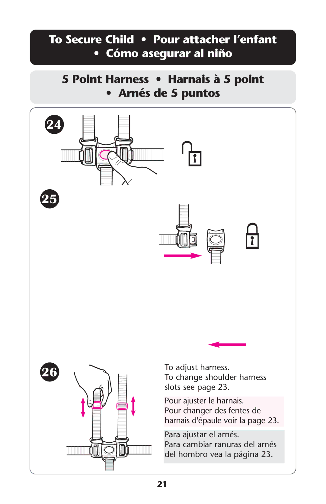 Graco ISPA118AC manual To Secure Child Pour attacher l’enfant Cómo asegurar al niño 