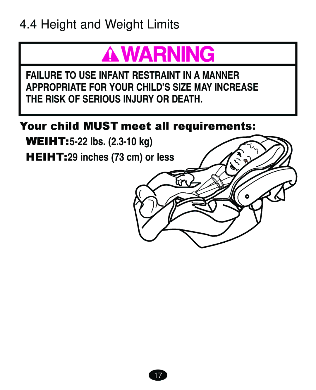 Graco ISPA118AC manual Height and Weight Limits, Your child Must meet all requirements 