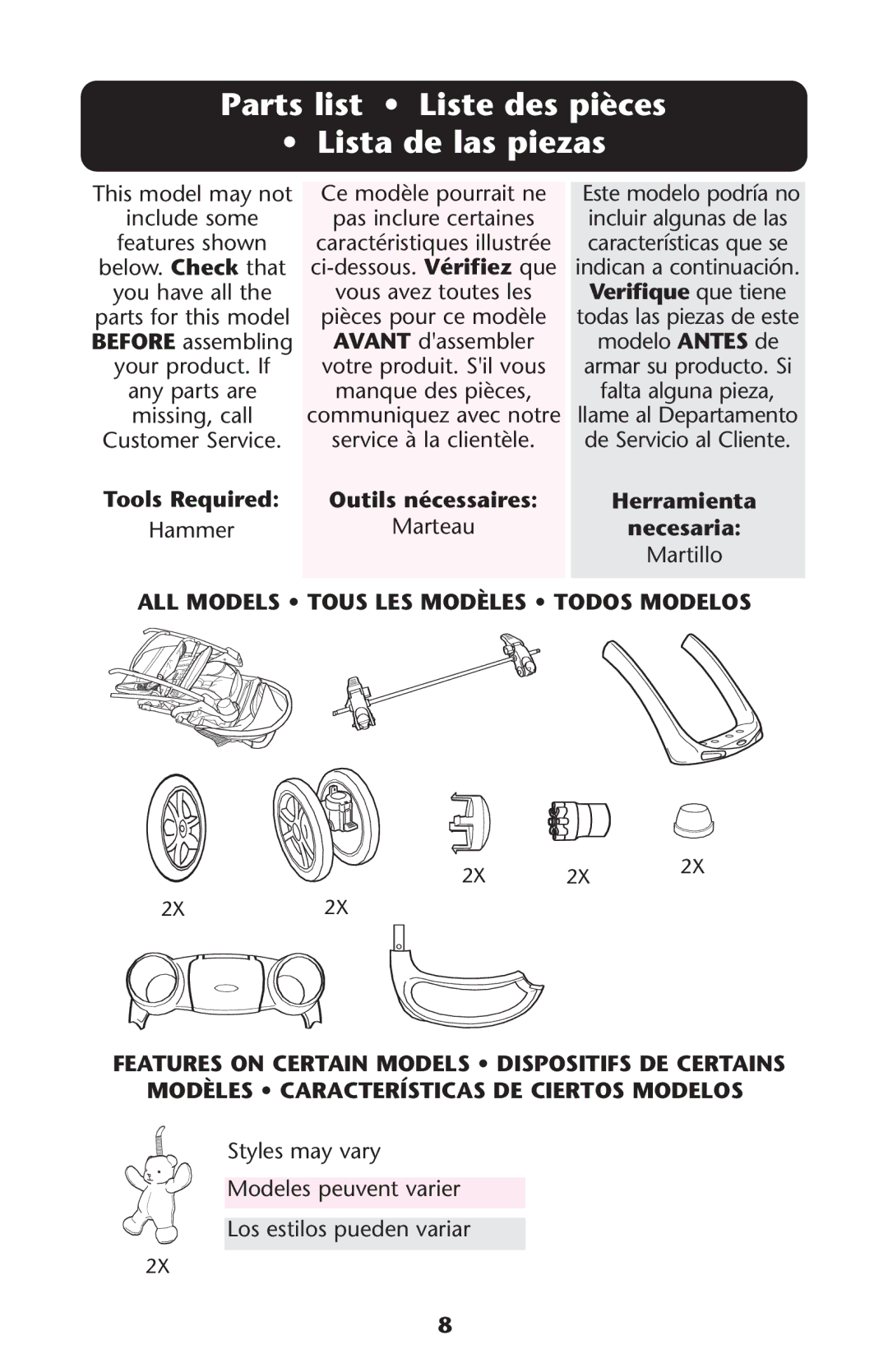 Graco ISPA118AC manual Parts list Liste des pièces Lista de las piezas, Verifique que tiene 