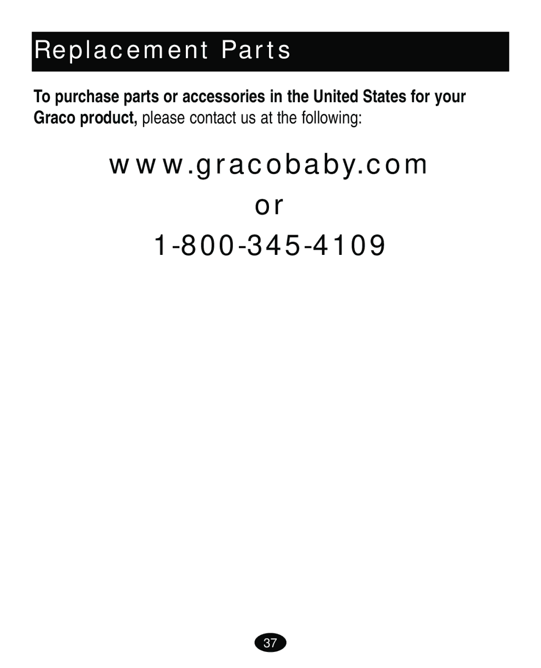 Graco ISPA119AB owner manual Replacement Parts 