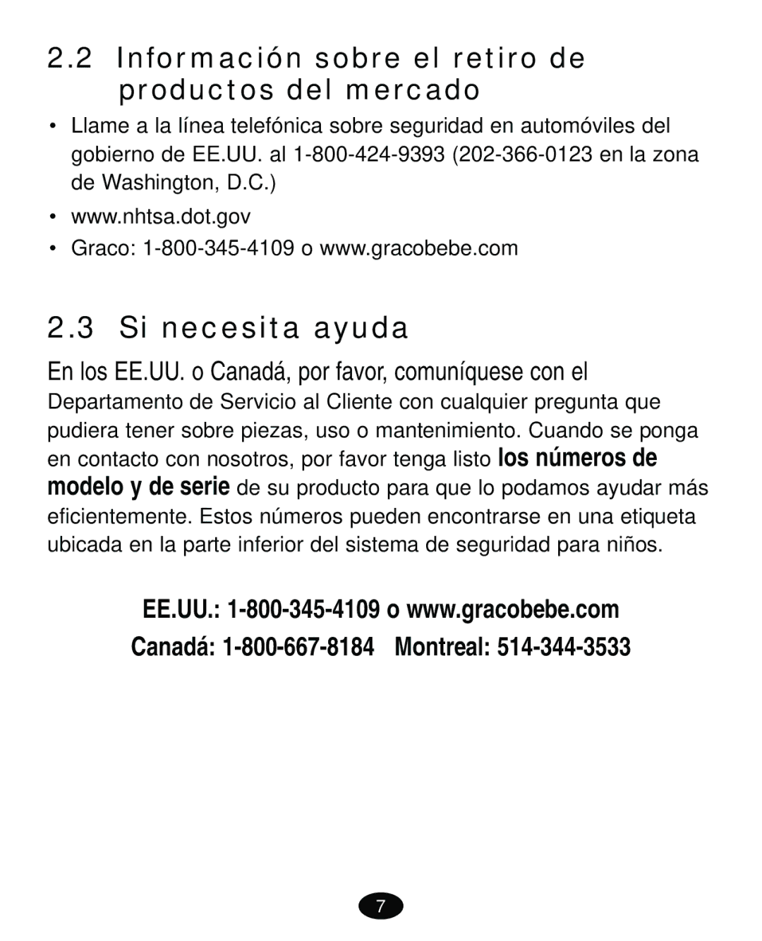 Graco ISPA119AB owner manual Si necesita ayuda, Canadá 1-800-667-8184 Montreal 