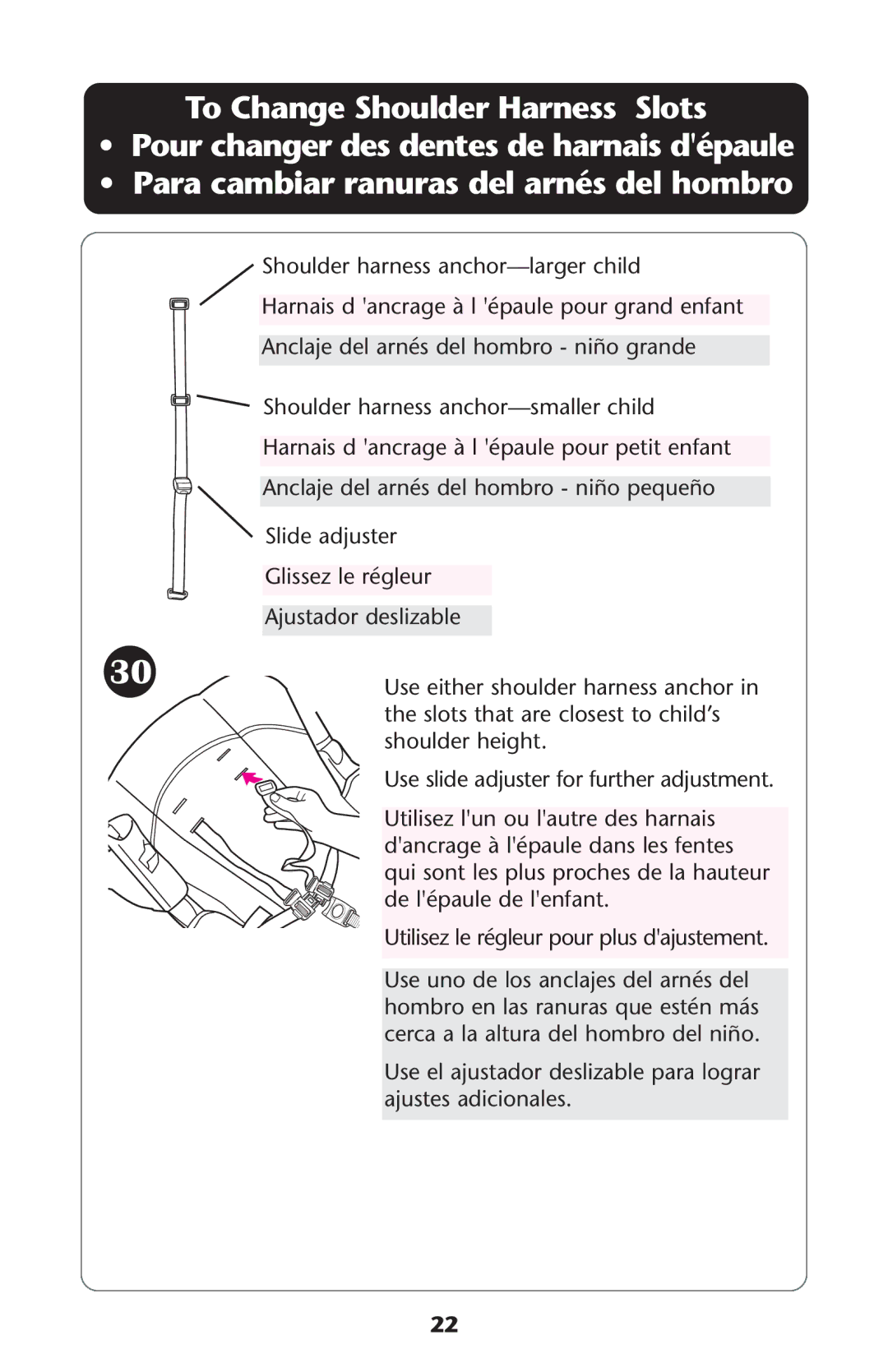 Graco ISPA135AB manual Use slide adjuster for further adjustment 