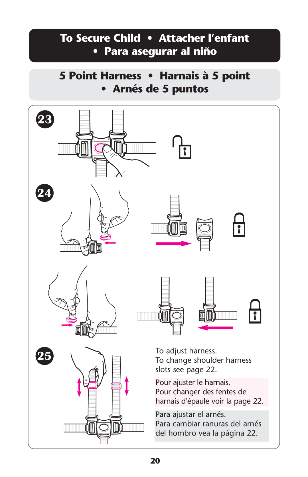 Graco ISPA135AB manual To Secure Child Attacher l’enfant Para asegurar al niño 