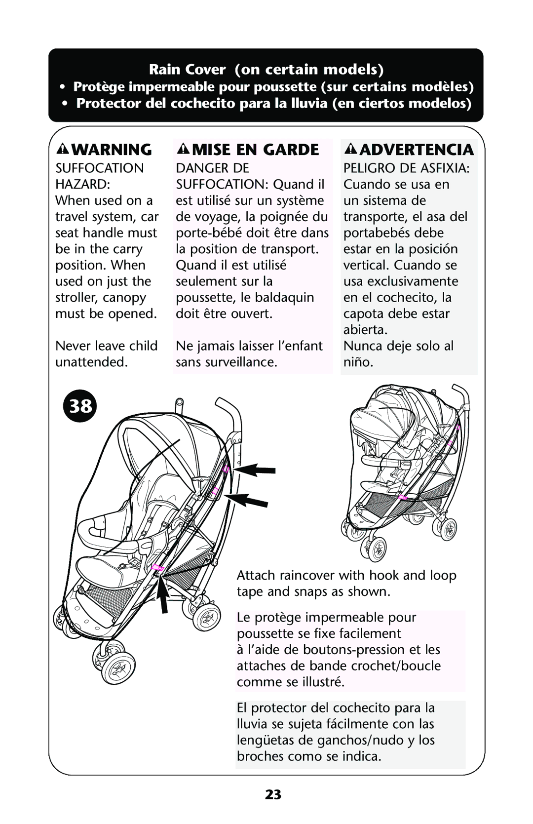 Graco ISPA144AA manual Rain Cover on certain models 