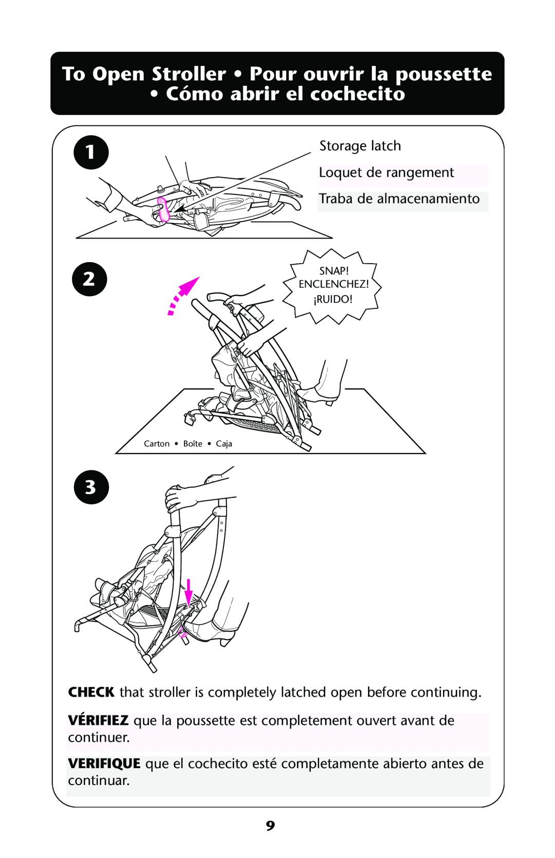 Graco ISPA144AA manual Storage latch Loquet de rangement Traba de almacenamiento 