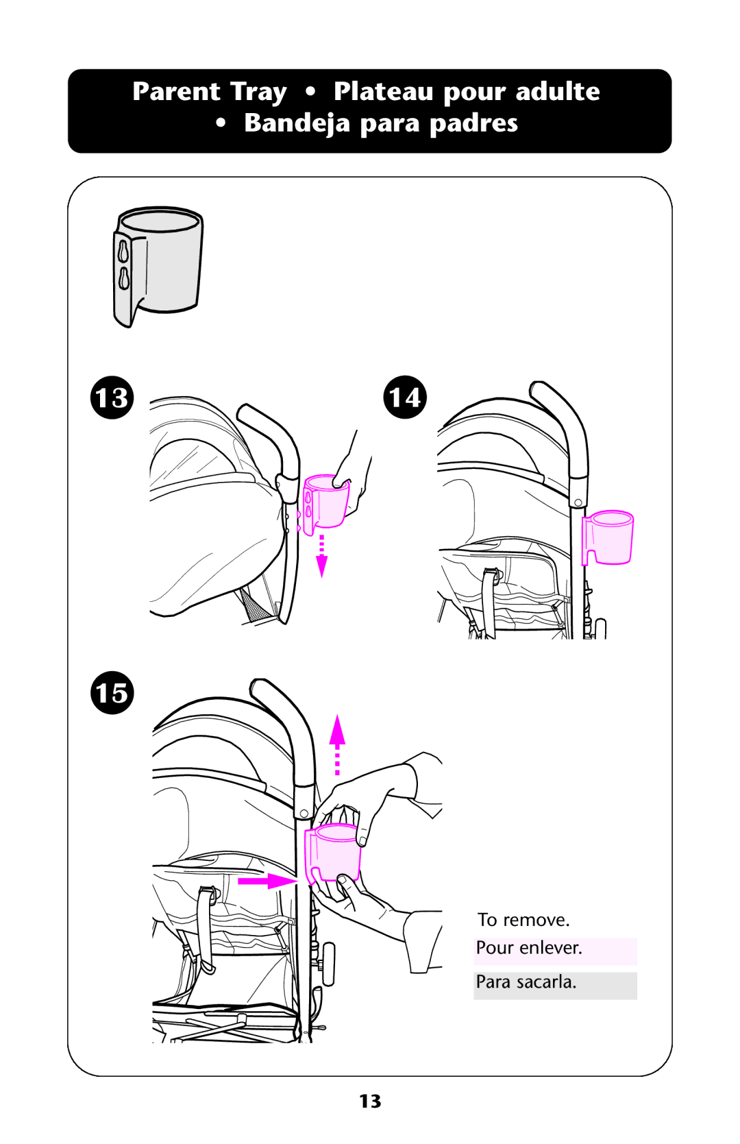 Graco ISPA144AB manual 1314, Parent Tray Plateau pour adulte Bandeja para padres 