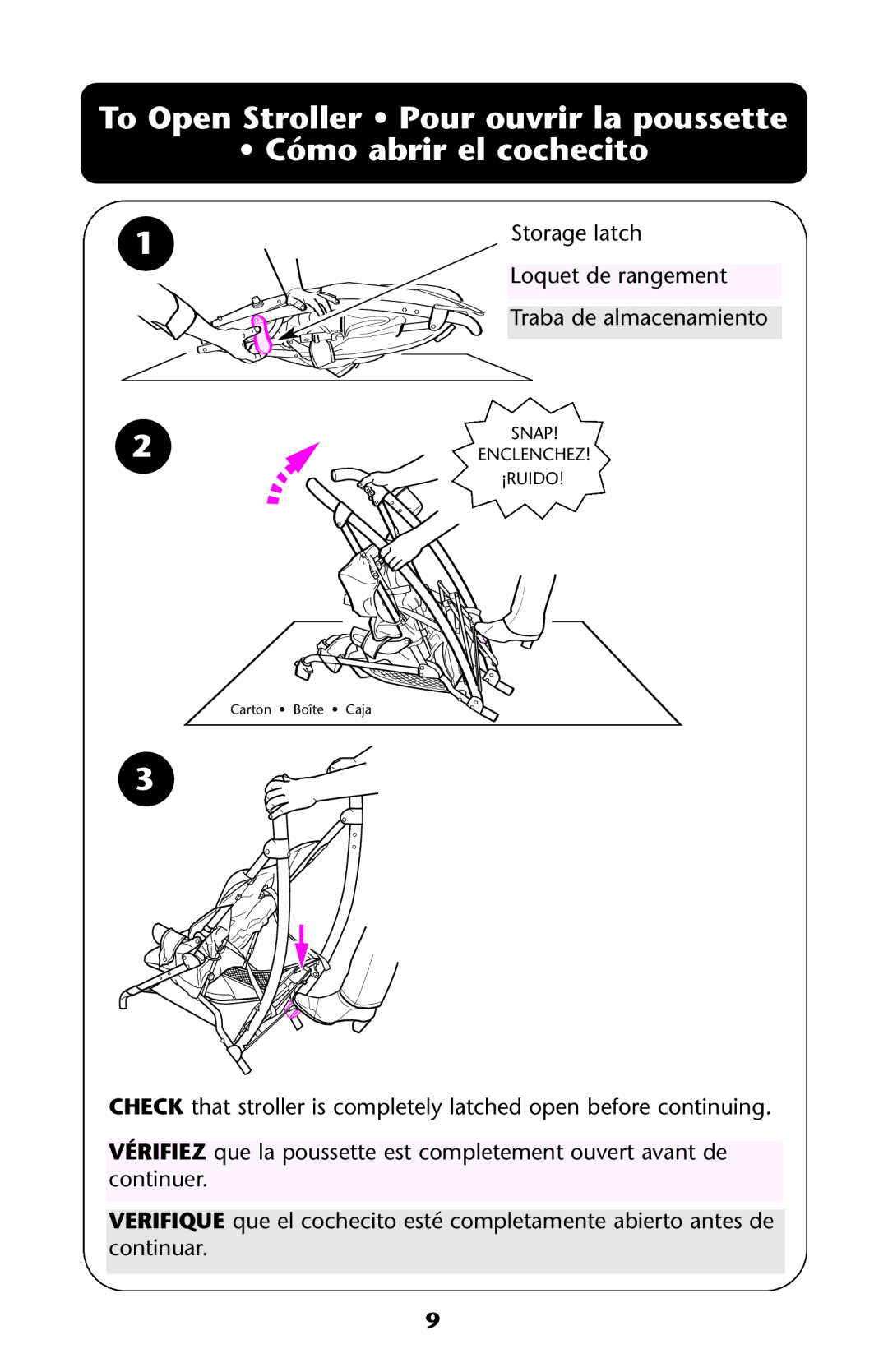 Graco ISPA144AB manual Storage latch Loquet de rangement Traba de almacenamiento 