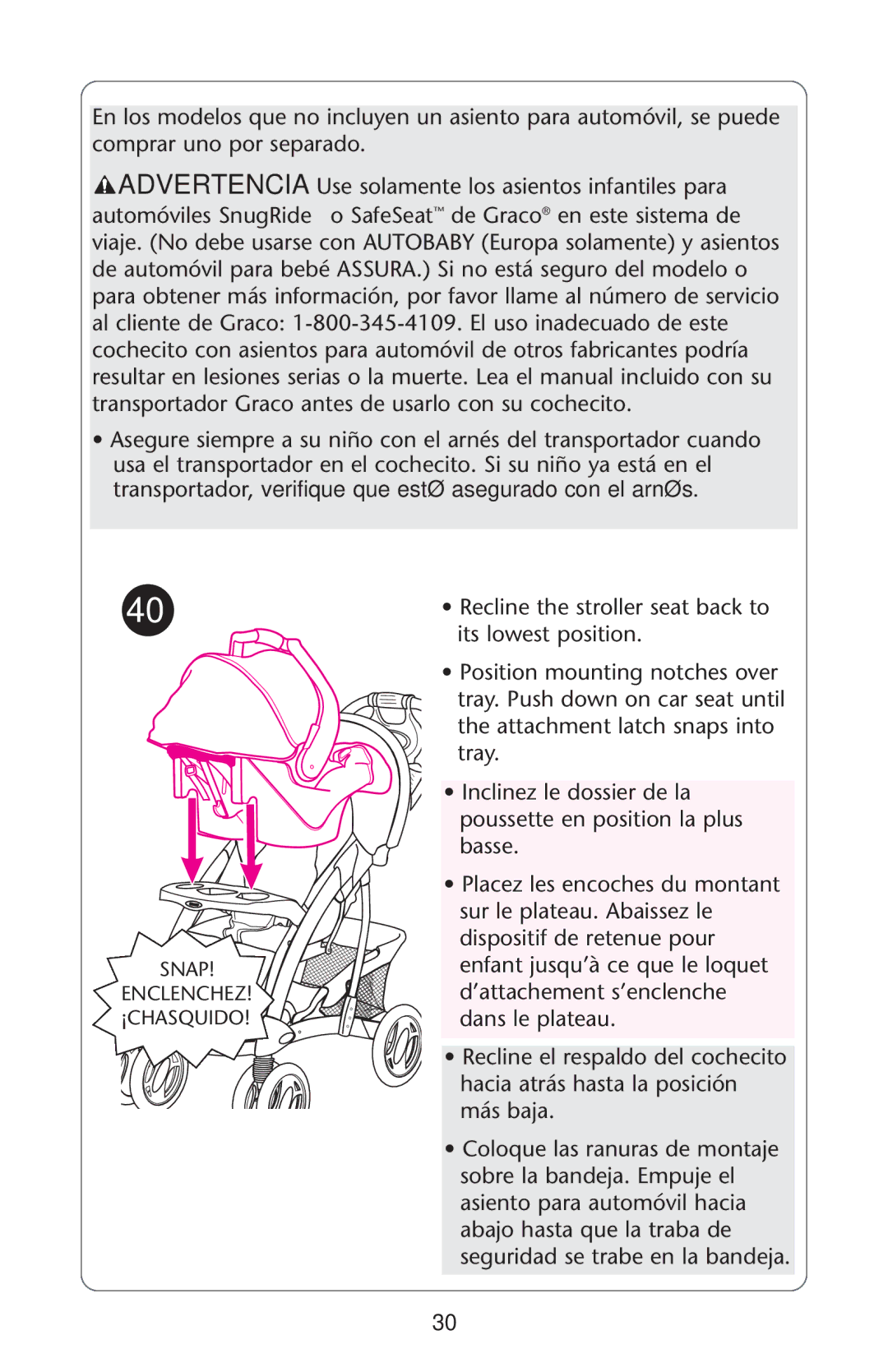 Graco ISPA162AB manual Snap 