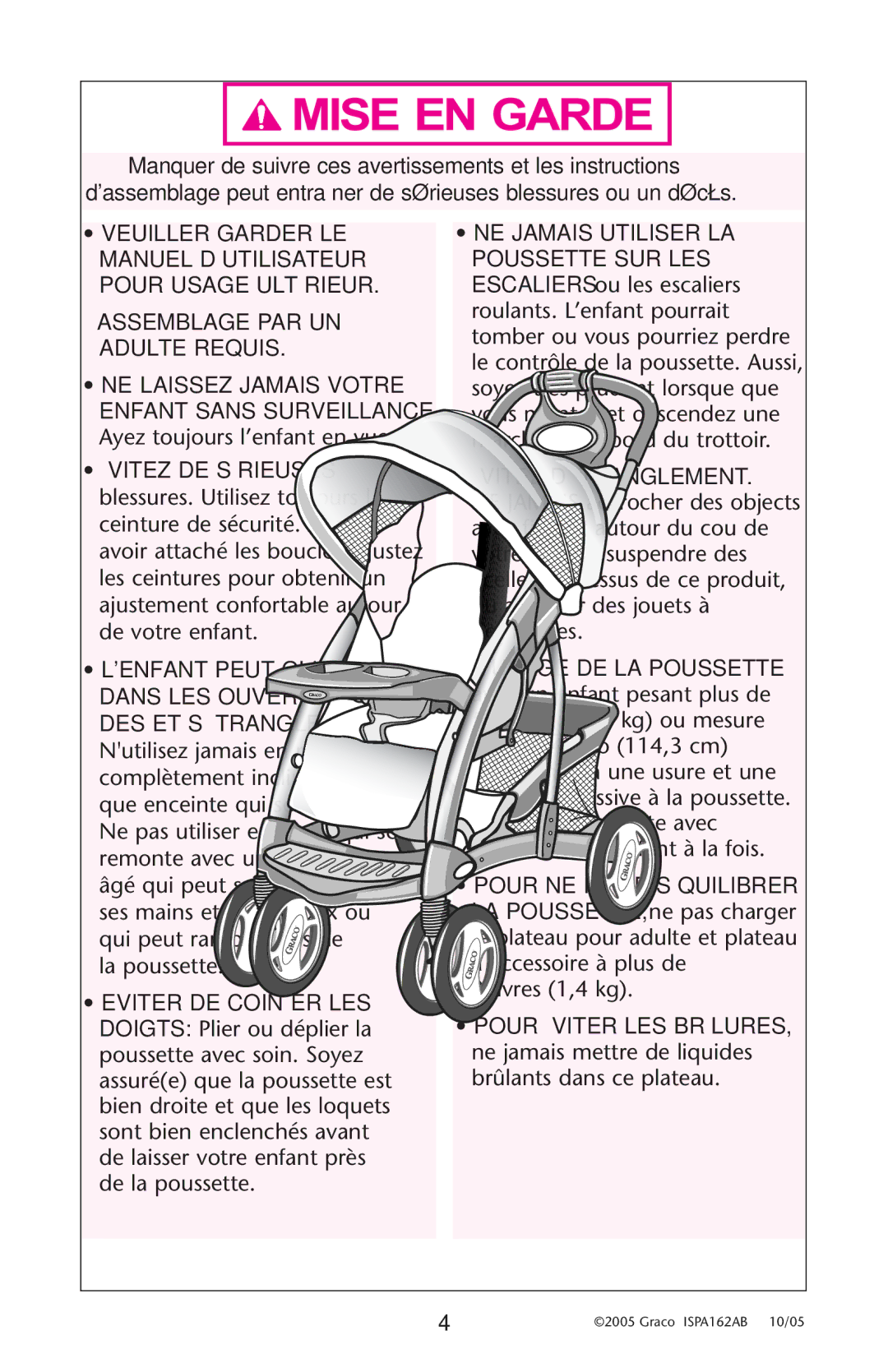 Graco ISPA162AB manual Lenfant Peut Glisser Dans LES Ouvertures DES ET S’ÉTRANGLER 