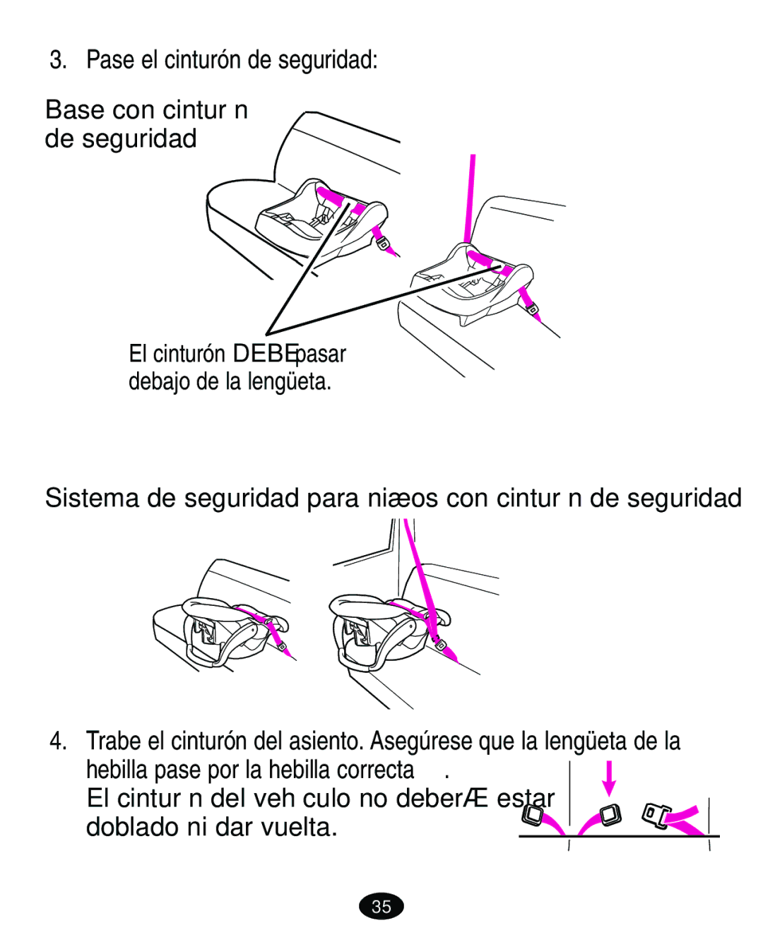 Graco ISPA173AA 08/05 manual Pase el cinturón de seguridad 