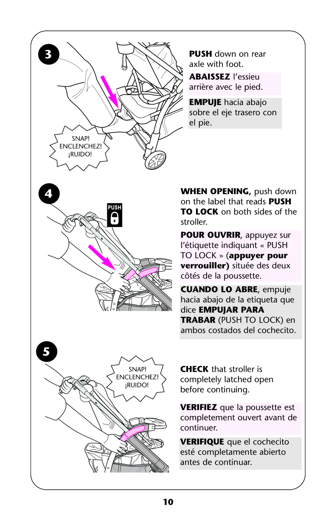 Graco ISPA189AA owner manual Abaissez l’essieu arrière avec le pied 